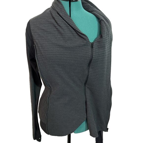 Lululemon Bhakti Yoga Jacket Luon Pique Black Dark‎ Slate / Black Size 6 W4F02S - Picture 8 of 13